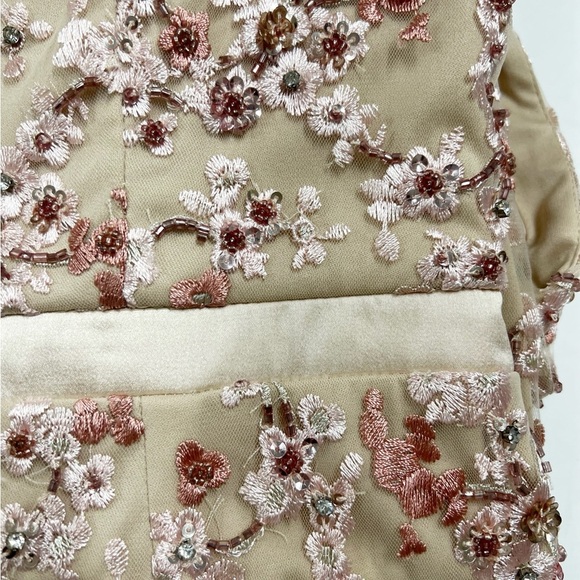 Aidan Mattox Womens Blush Pink Floral Embroidered Beaded Long Gown Size 10 - Picture 7 of 16